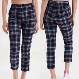 NWT AE Super High-Waisted Plaid Skinny Pant